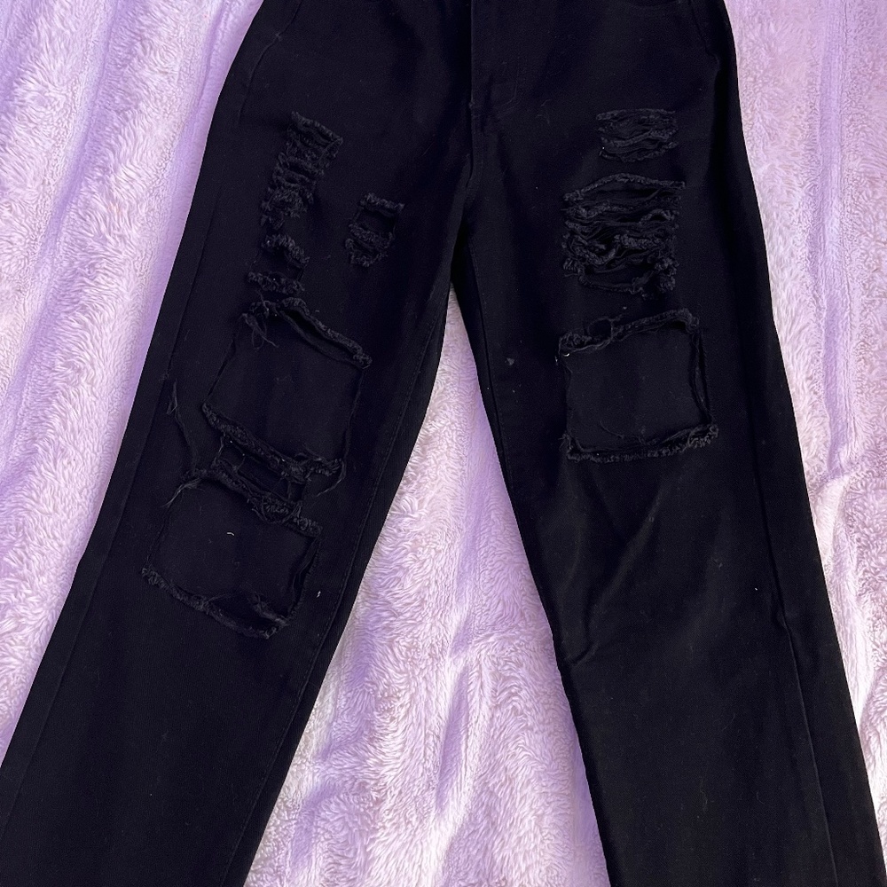 High Waist Black Ripped Jeans